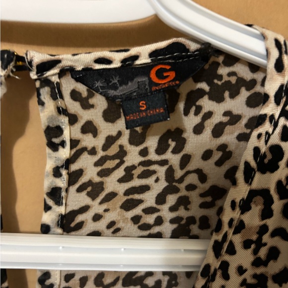 Guess Factory Leopard Print Long Sleeve Romper Shorts - Picture 4 of 7